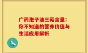 广药孢子油三萜含量：你不知道的营养价值与生活应用解析