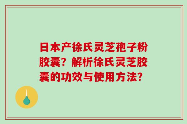 日本产徐氏灵芝孢子粉胶囊？解析徐氏灵芝胶囊的功效与使用方法？