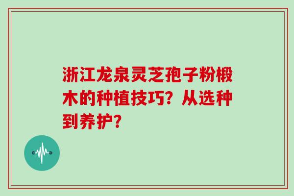 浙江龙泉灵芝孢子粉椴木的种植技巧？从选种到养护？