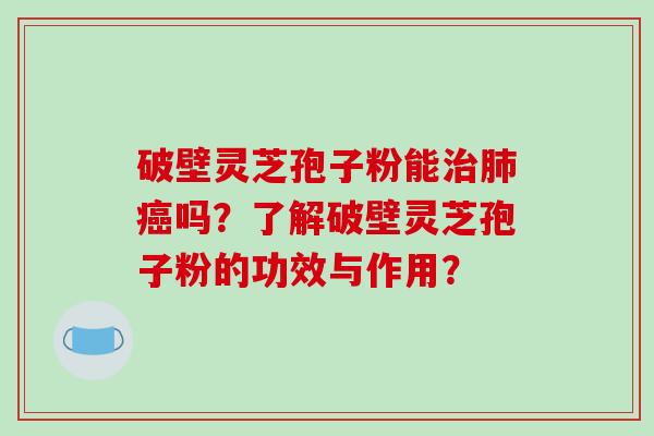 破壁灵芝孢子粉能吗？了解破壁灵芝孢子粉的功效与作用？