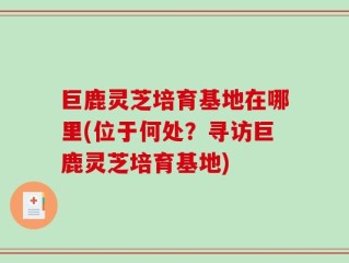 巨鹿灵芝培育基地在哪里(位于何处？寻访巨鹿灵芝培育基地)