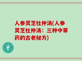 人参灵芝杜仲汤(人参灵芝杜仲汤：三种中草药的古老秘方)