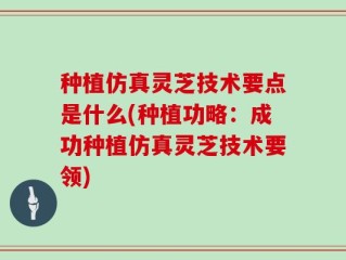 种植仿真灵芝技术要点是什么(种植功略：成功种植仿真灵芝技术要领)