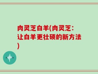 肉灵芝白羊(肉灵芝：让白羊更壮硕的新方法)