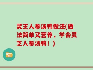 灵芝人参汤鸭做法(做法简单又营养，学会灵芝人参汤鸭！)