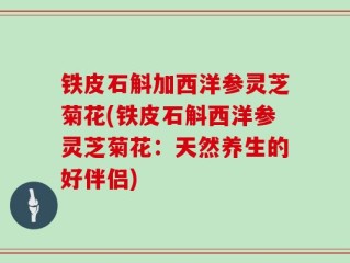铁皮石斛加西洋参灵芝菊花(铁皮石斛西洋参灵芝菊花：天然养生的好伴侣)