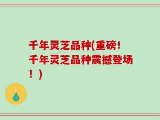 千年灵芝品种(重磅！千年灵芝品种震撼登场！)