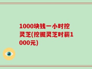 1000块钱一小时挖灵芝(挖掘灵芝时薪1000元)