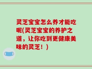 灵芝宝宝怎么养才能吃呢(灵芝宝宝的养护之道，让你吃到更健康美味的灵芝！)