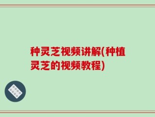 种灵芝视频讲解(种植灵芝的视频教程)