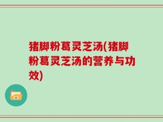 猪脚粉葛灵芝汤(猪脚粉葛灵芝汤的营养与功效)