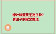 绿叶破壁灵芝孢子粉？青团子的家常做法