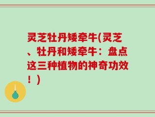 灵芝牡丹矮牵牛(灵芝、牡丹和矮牵牛：盘点这三种植物的神奇功效！)