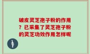 破皮灵芝孢子粉的作用？已采集了灵芝孢子粉的灵芝功效作用怎样呢
