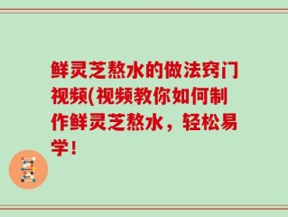 鲜灵芝熬水的做法窍门视频(视频教你如何制作鲜灵芝熬水，轻松易学！