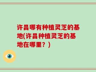 许昌哪有种植灵芝的基地(许昌种植灵芝的基地在哪里？)