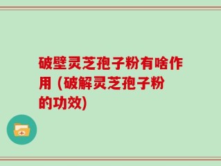 破壁灵芝孢子粉有啥作用 (破解灵芝孢子粉的功效)