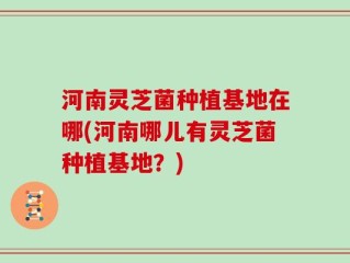 河南灵芝菌种植基地在哪(河南哪儿有灵芝菌种植基地？)