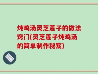 炖鸡汤灵芝莲子的做法窍门(灵芝莲子炖鸡汤的简单制作秘笈)