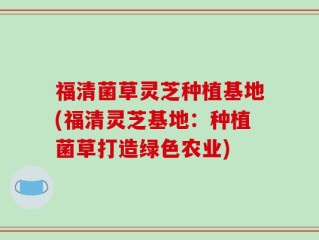 福清菌草灵芝种植基地(福清灵芝基地：种植菌草打造绿色农业)