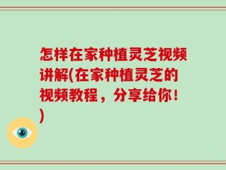 怎样在家种植灵芝视频讲解(在家种植灵芝的视频教程，分享给你！)
