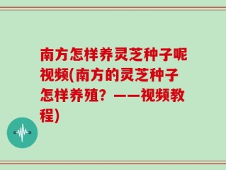 南方怎样养灵芝种子呢视频(南方的灵芝种子怎样养殖？——视频教程)