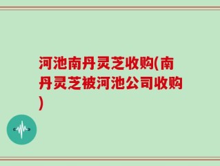 河池南丹灵芝收购(南丹灵芝被河池公司收购)