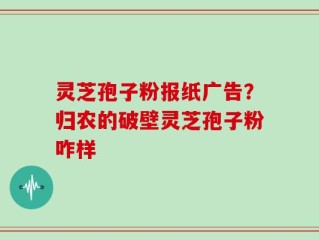 灵芝孢子粉报纸广告？归农的破壁灵芝孢子粉咋样