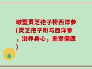 破壁灵芝孢子粉西洋参(灵芝孢子粉与西洋参，滋养身心，重塑健康)