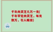 千年肉灵芝几万一克(千年罕见肉灵芝，每克数万，引人瞩目)