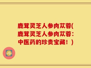 鹿茸灵芝人参肉苁蓉(鹿茸灵芝人参肉苁蓉：中医药的珍贵宝藏！)