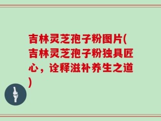 吉林灵芝孢子粉图片(吉林灵芝孢子粉独具匠心，诠释滋补养生之道)