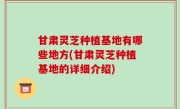 甘肃灵芝种植基地有哪些地方(甘肃灵芝种植基地的详细介绍)