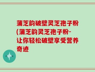 蒲芝韵破壁灵芝孢子粉(蒲芝韵灵芝孢子粉-让你轻松破壁享受营养奇迹