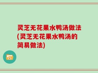 灵芝无花果水鸭汤做法(灵芝无花果水鸭汤的简易做法)
