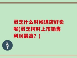 灵芝什么时候进店好卖呢(灵芝何时上市销售利润最高？)