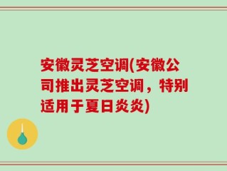 安徽灵芝空调(安徽公司推出灵芝空调，特别适用于夏日炎炎)