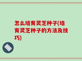 怎么培育灵芝种子(培育灵芝种子的方法及技巧)