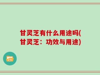 甘灵芝有什么用途吗(甘灵芝：功效与用途)