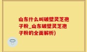 山东什么叫破壁灵芝孢子粉_山东破壁灵芝孢子粉的全面解析)