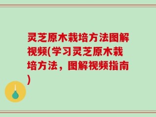 灵芝原木栽培方法图解视频(学习灵芝原木栽培方法，图解视频指南)