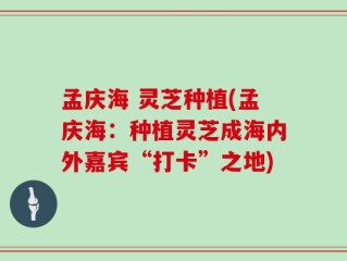 孟庆海 灵芝种植(孟庆海：种植灵芝成海内外嘉宾“打卡”之地)