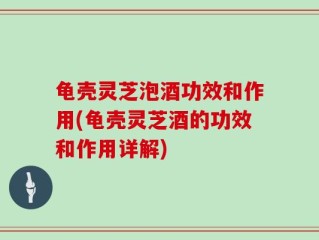 龟壳灵芝泡酒功效和作用(龟壳灵芝酒的功效和作用详解)