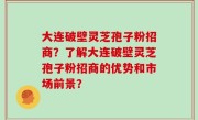 大连破壁灵芝孢子粉招商？了解大连破壁灵芝孢子粉招商的优势和市场前景？