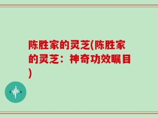 陈胜家的灵芝(陈胜家的灵芝：神奇功效瞩目)