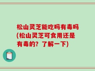 松山灵芝能吃吗有毒吗(松山灵芝可食用还是有毒的？了解一下)