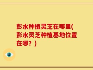 彭水种植灵芝在哪里(彭水灵芝种植基地位置在哪？)
