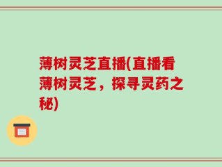 薄树灵芝直播(直播看薄树灵芝，探寻灵药之秘)