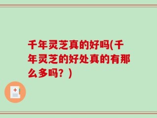 千年灵芝真的好吗(千年灵芝的好处真的有那么多吗？)