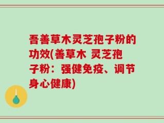 吾善草木灵芝孢子粉的功效(善草木 灵芝孢子粉：强健免疫、调节身心健康)